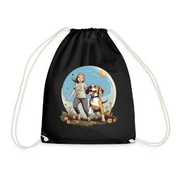 Beagle Mama - Hunde Liebhaberinnen Geschenkidee - Turnbeutel - Schwarz - Vorne