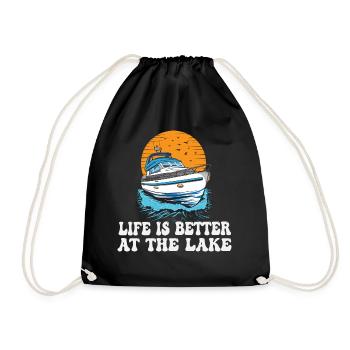 Life Is Better At The Lake Motorboat Owner - Drawstring Bag - black - Front