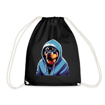 Rottweiler hoodie on - Drawstring Bag - black - Front