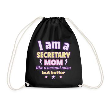 Secretary Mom, Mother's Day Gift, Office - Drawstring Bag - black - Front
