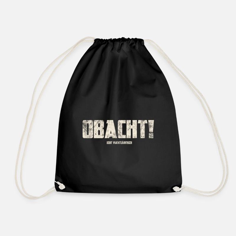 Obacht! Original Vogtländisch - Turnbeutel - Schwarz