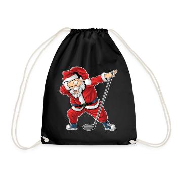 Santa Claus Playing Golf Babbo Natale Golf - Drawstring Bag - black - Front