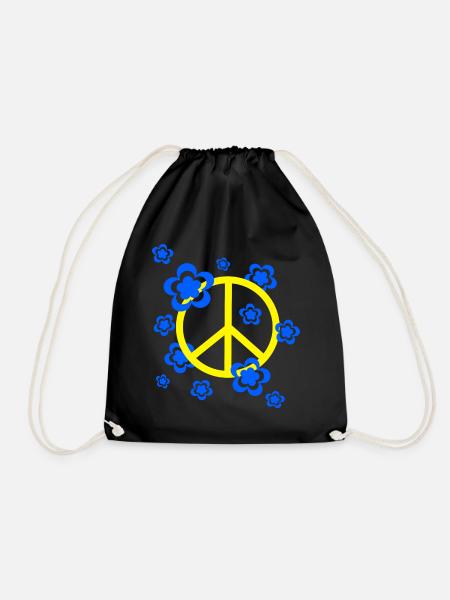 70s Flower Pattern - Drawstring Bag - black