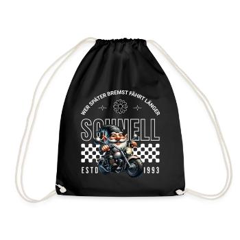 Schnell Biker Motorrad Wichtel - Turnbeutel - Schwarz - Vorne