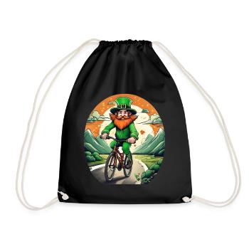St. Patrick's Day Kleeblatt Radfahren - Turnbeutel - Schwarz - Vorne