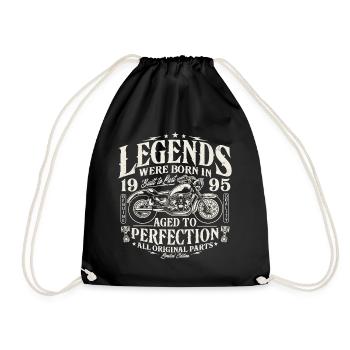 1995 Vintage Born Legends Birthday Motorcycle - Drawstring Bag - black - Front