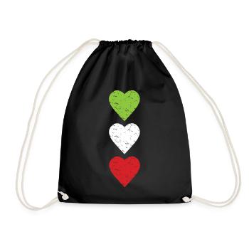 Woman Life Freedom Menschenrechte used look Herzen - Turnbeutel - Schwarz - Vorne