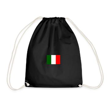 in the center of the chest shining Italian flag - Drawstring Bag - black - Front