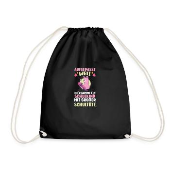 Kindergarten Graduates Back to School School Child Lama Enrollment - Drawstring Bag - black - Front