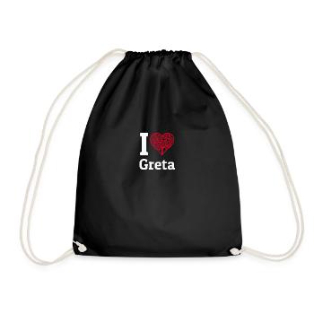 I Love Greta Tshirt Environmental Protection Environmental Protection - Drawstring Bag - black - Front