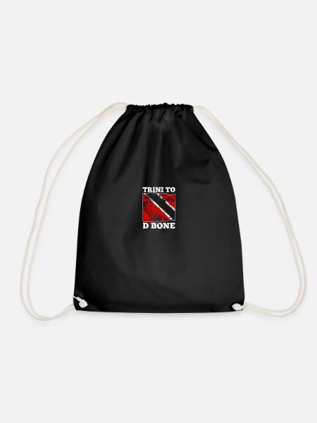 Trinidad graphic| Trini To D Bone| Trinidad and - Drawstring Bag - black