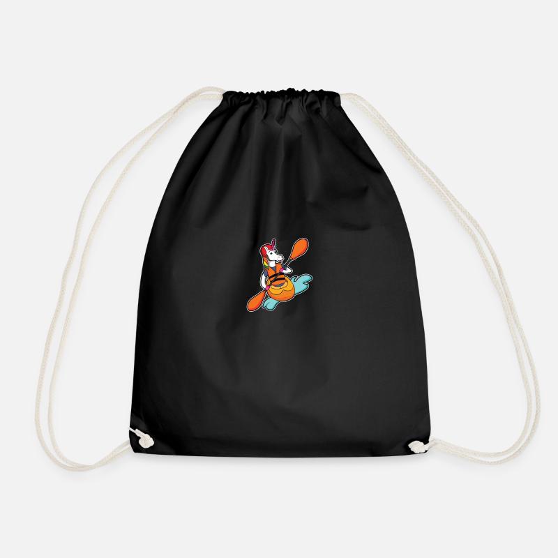 Kanu Kajak Einhorn Geschenk Kanufahrer Sprüche - Turnbeutel - Schwarz