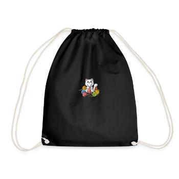 Knitting Crafts Hobbyist Cat Kitty - Drawstring Bag - black - Front