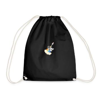 Astronaut rock n roll space rocket guitar - Drawstring Bag - black - Front