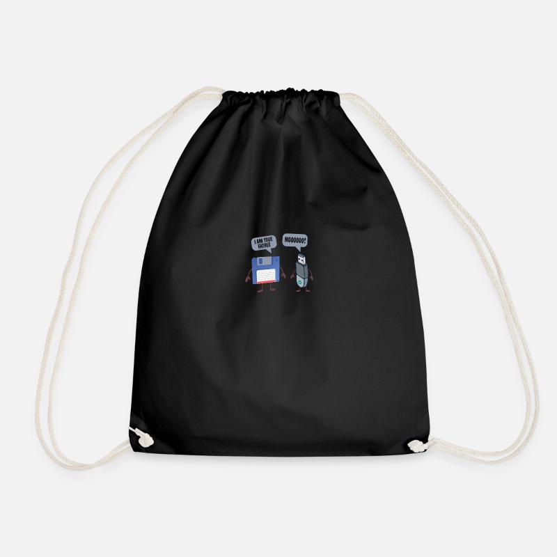 I AM YOUR FATHER USB Floppy Disk Funny Computer - Drawstring Bag - black