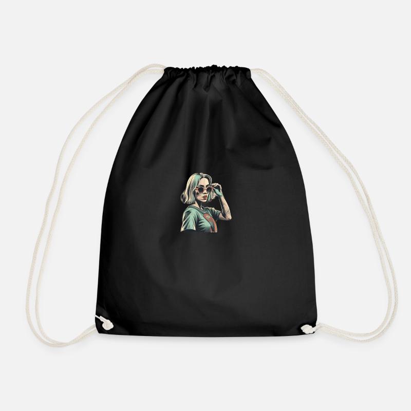 Strong Girl - Drawstring Bag - black