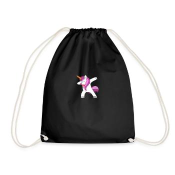 rosa einhorn dabbing unicorn pink einhörner - Turnbeutel - Schwarz - Vorne