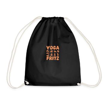 Katze Yoga Fritz - Turnbeutel - Schwarz - Vorne