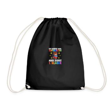 Superheroine First Grade School Enrollment Schoolchild - Drawstring Bag - black - Front