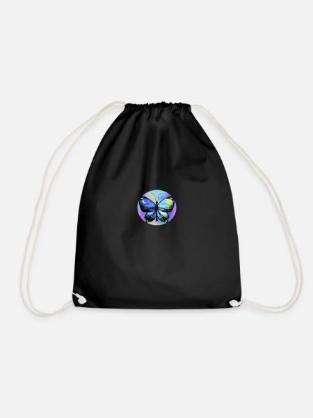 Blue Butterfly nature amazon - Drawstring Bag - black