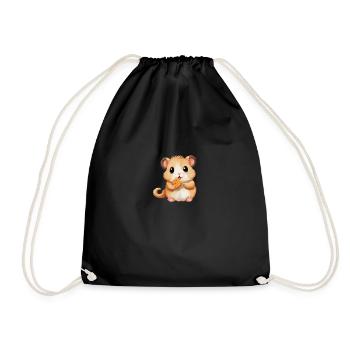 Un hamster mignon mange un biscuit pour les bébés et les enfants - Sac de sport léger - noir - Devant