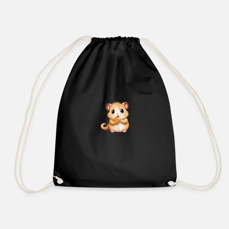 Süßer Hamster isst einen Keks für Babys und Kinder - Turnbeutel - Schwarz