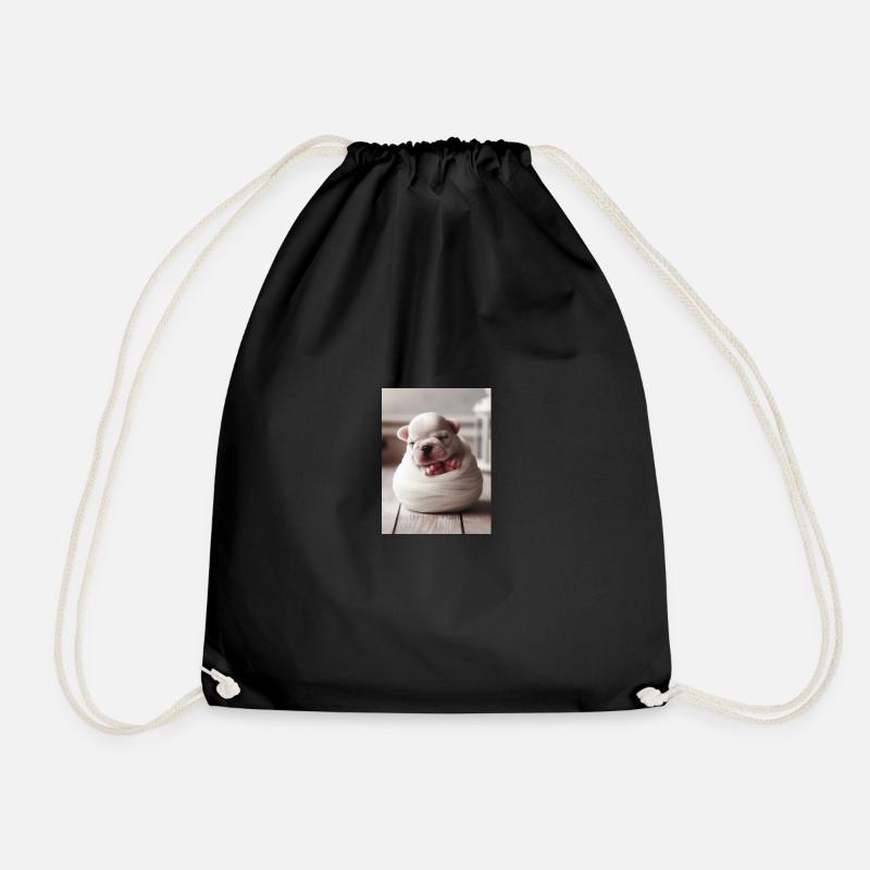 French Bulldog Baby - Drawstring Bag - black