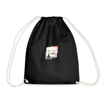 Japane style Zen square - Drawstring Bag - black - Front