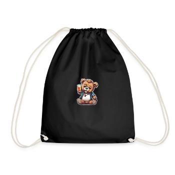 Célébrer l’ours en peluche avec de la bière - Sac de sport léger - noir - Devant