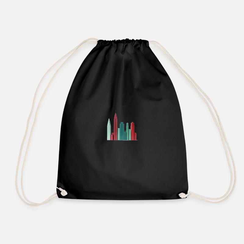 Colorful Skyscraper Cityscape - Drawstring Bag - black