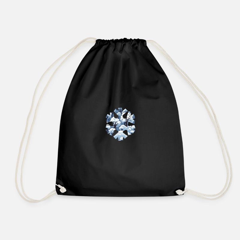 Snowy Geometric Forest - Drawstring Bag - black