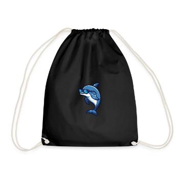 Delfin Cool Tier - Turnbeutel - Schwarz - Vorne