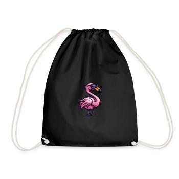 Flamingo Cool Tier - Turnbeutel - Schwarz - Vorne