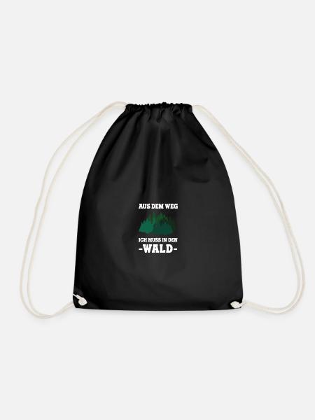 Waldmensch Motiv Aus dem Weg ich muss in den Wald - Turnbeutel - Schwarz