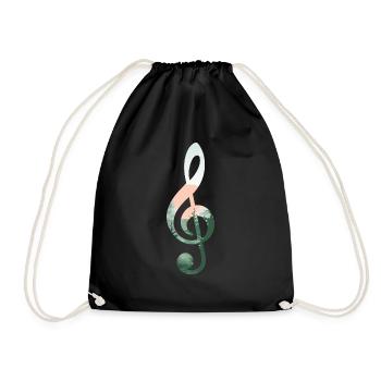Treble Clef Landscape - Drawstring Bag - black - Front