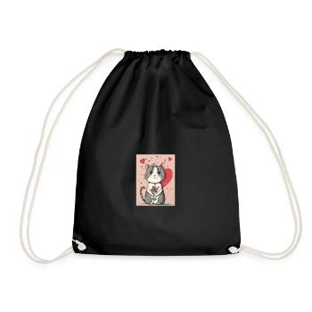 Cute Cat 2023 - Drawstring Bag - black - Front