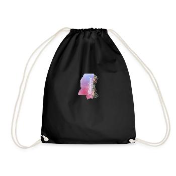 Map of Mississippi With Flowers - Drawstring Bag - black - Front