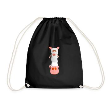 Pig serious - Drawstring Bag - black - Front