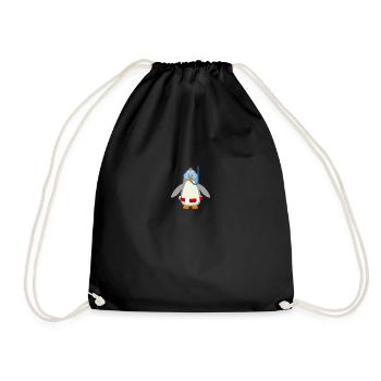 Comic Pinguin taucher mit Schnorchel & Schwimmring - Turnbeutel - Schwarz - Vorne