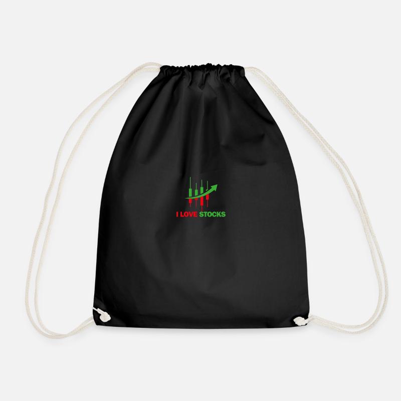 Love of stocks - Drawstring Bag - black