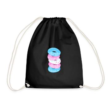 Trans Pride Katze 8-Bit Pixel Donut Stapel Trans - Turnbeutel - Schwarz - Vorne