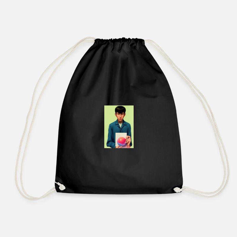 Bubble Gum Art Image - Selfie Artwork on LSD - Drawstring Bag - black