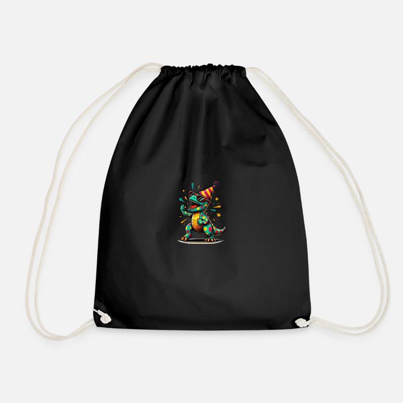 Party Dino - Drawstring Bag - black