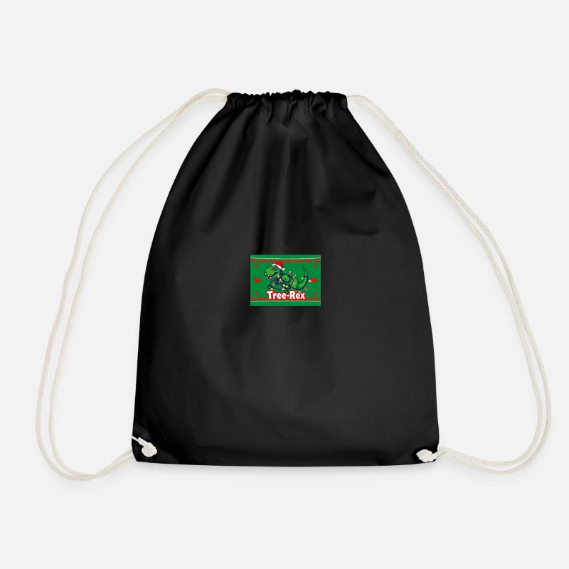 Tree Rex for ugly christmas sweater - Drawstring Bag - black