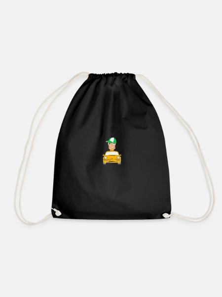 Würmeli from the car - Drawstring Bag - black