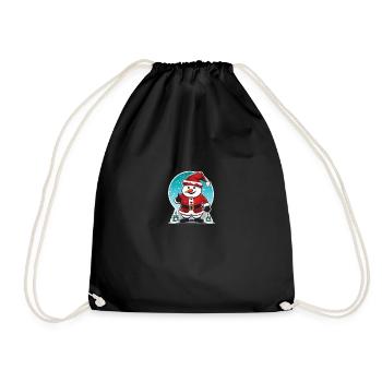 cooler Schneemann - Turnbeutel - Schwarz - Vorne