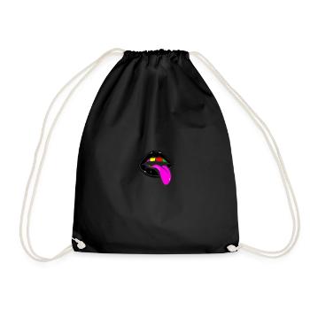 Schwarze Lippen und Regenbogenzähne mit Zunge - Turnbeutel - Schwarz - Vorne