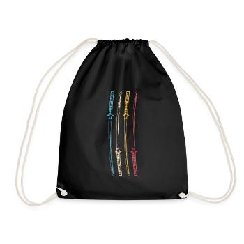 Samurai Japan Katana Ninja Sword retro vector 3 - Drawstring Bag - black - Front