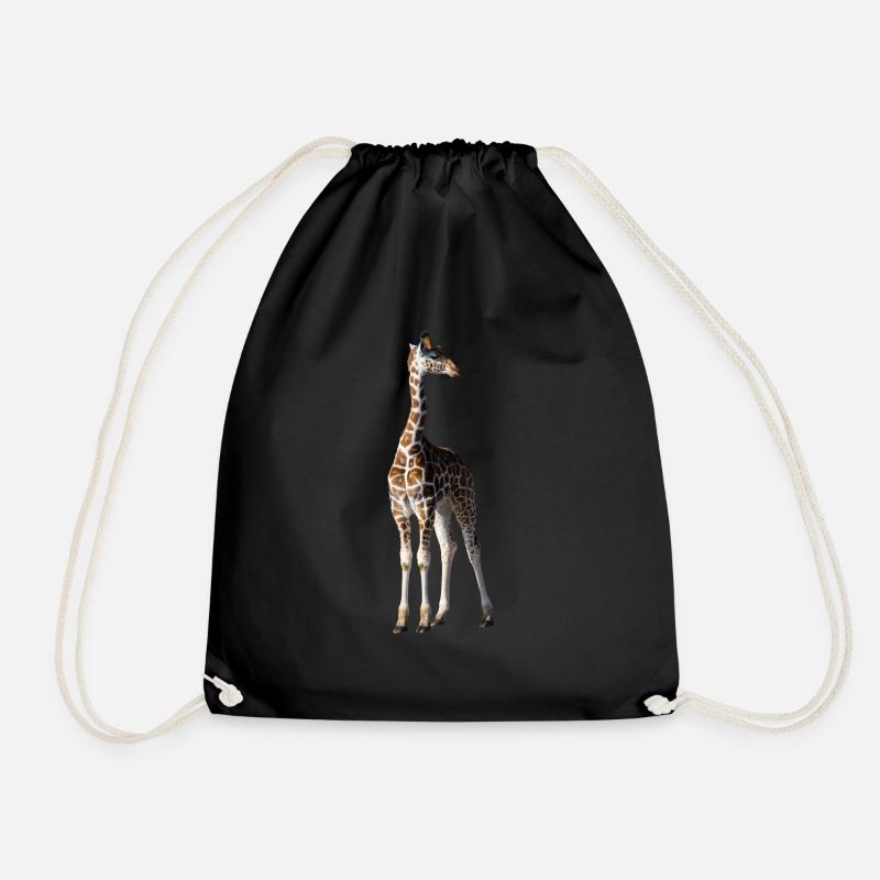 giraffe - Drawstring Bag - black