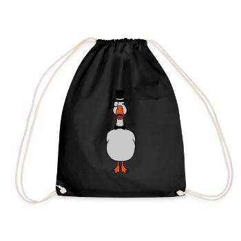 Sir Monokel Brille Gans - Turnbeutel - Schwarz - Vorne